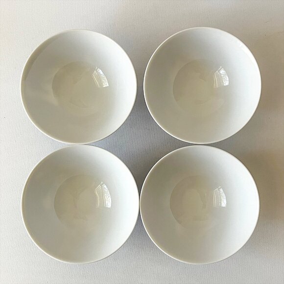 4 Vtg Japanese Arita Porcelain Rice Bowls Blue White Kanji Calligraphy Signed - Picture 2 of 9